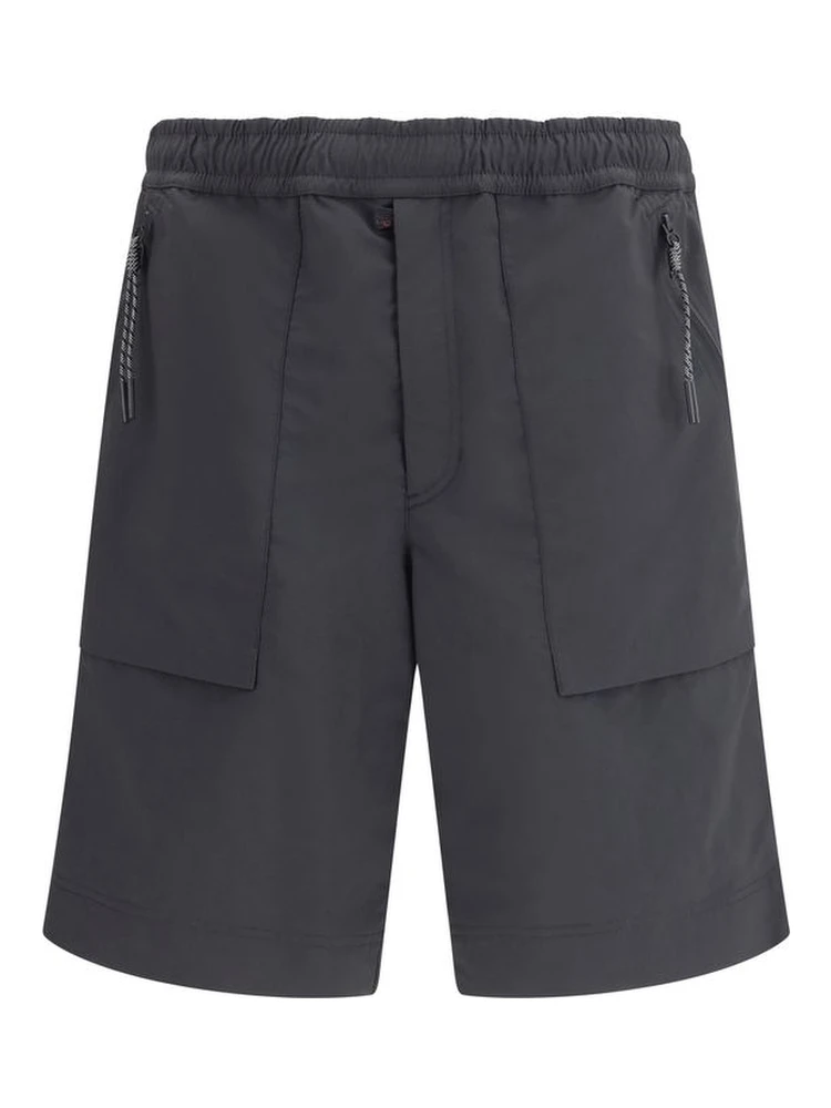 Black Polyester Bermuda Shorts
