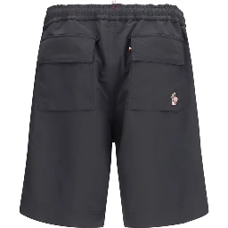 Black Polyester Bermuda Shorts