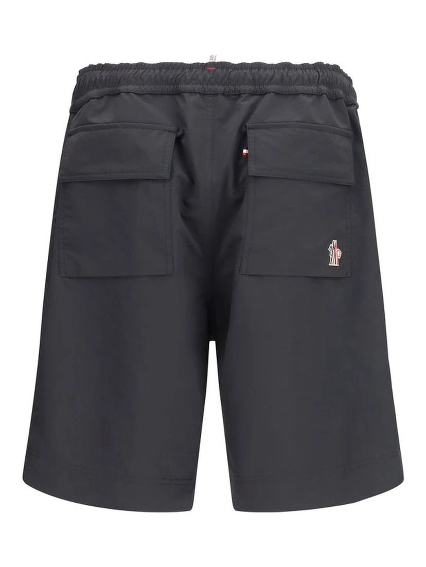Black Polyester Bermuda Shorts