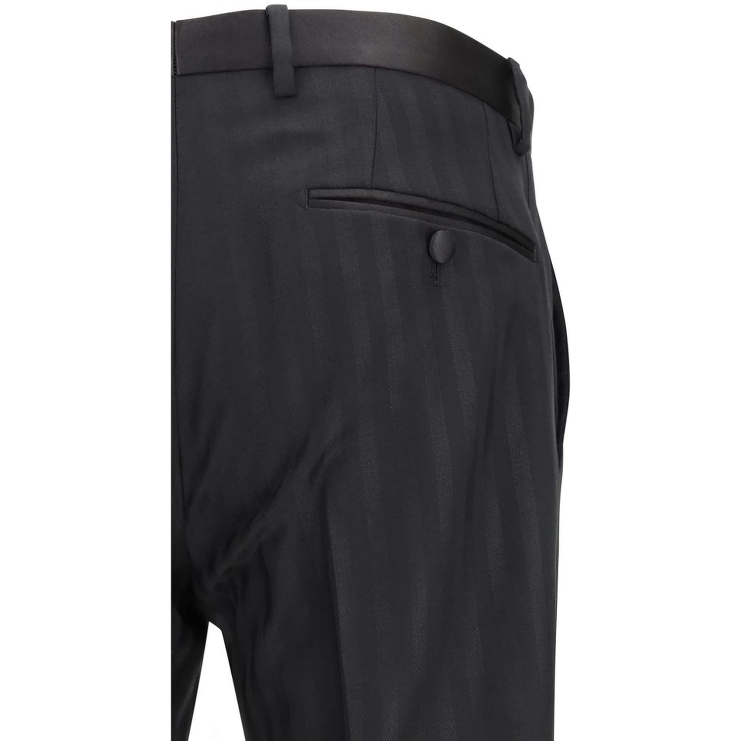 Black Fleece Wool Casual Pants