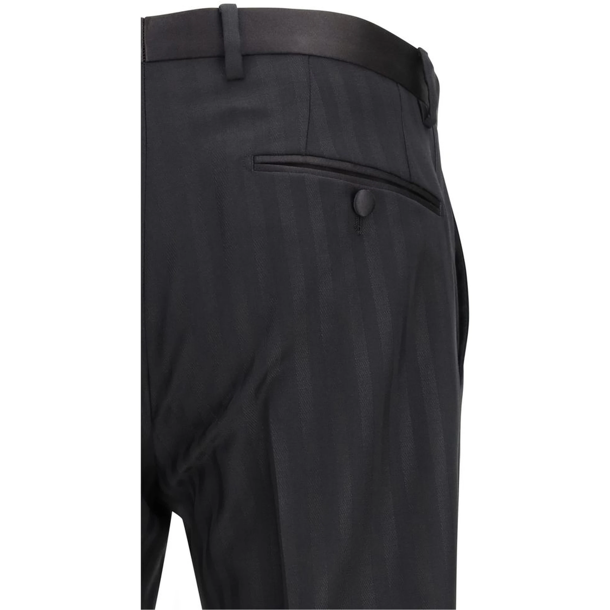 Black Fleece Wool Casual Pants