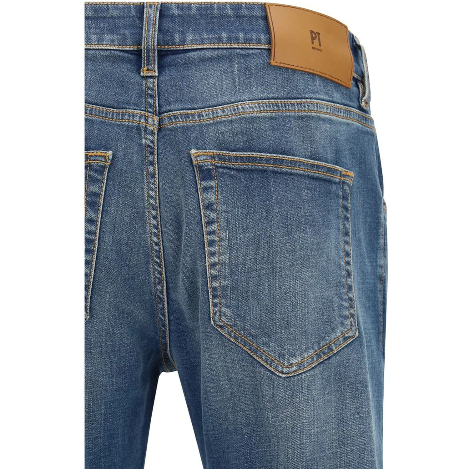 Blue Cotton Tapered Jeans