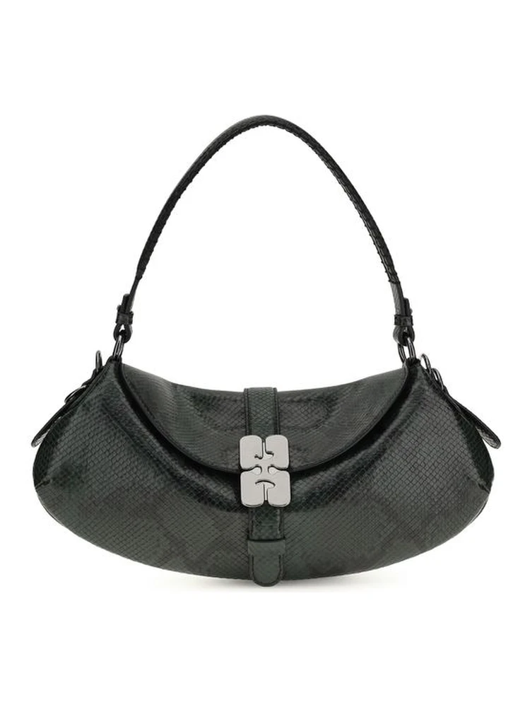 Blue Recycled Leather Shoulder Bag