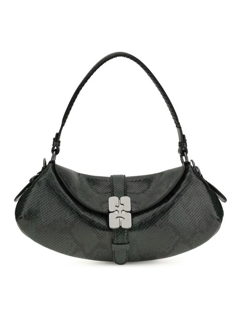 Blue Recycled Leather Shoulder Bag