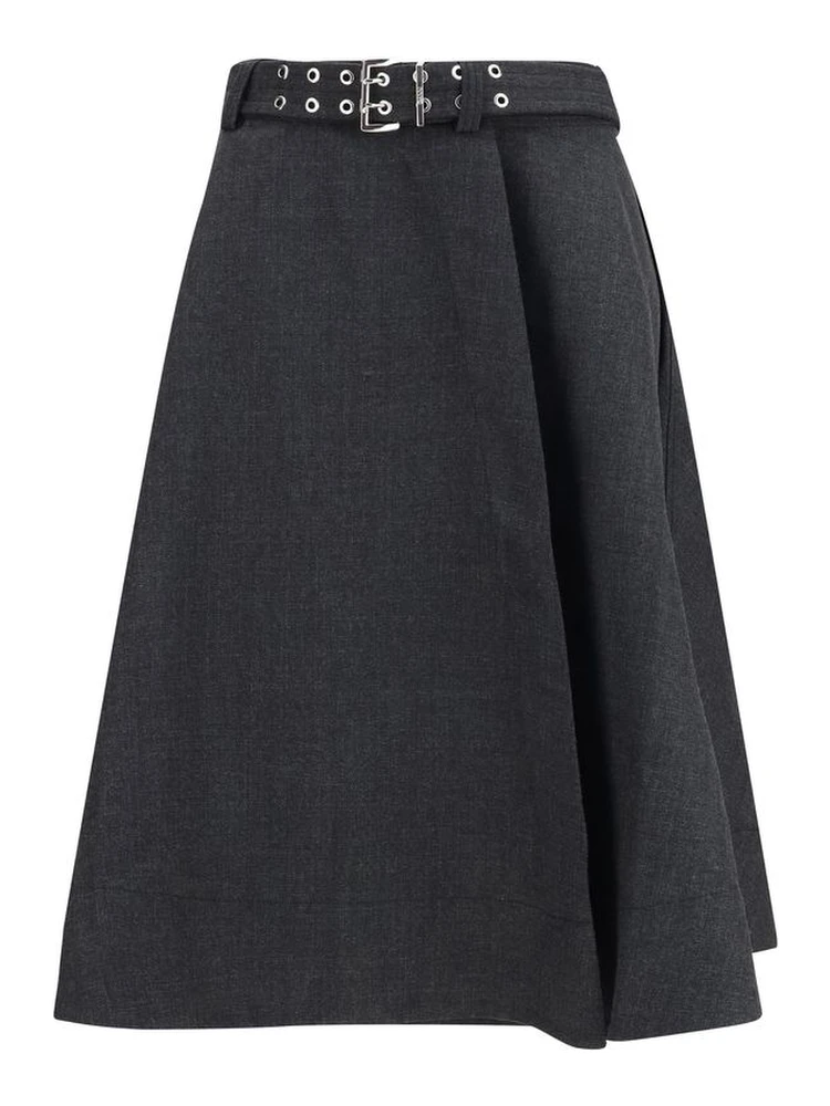 Gray Recycled Polyester Long Skirt