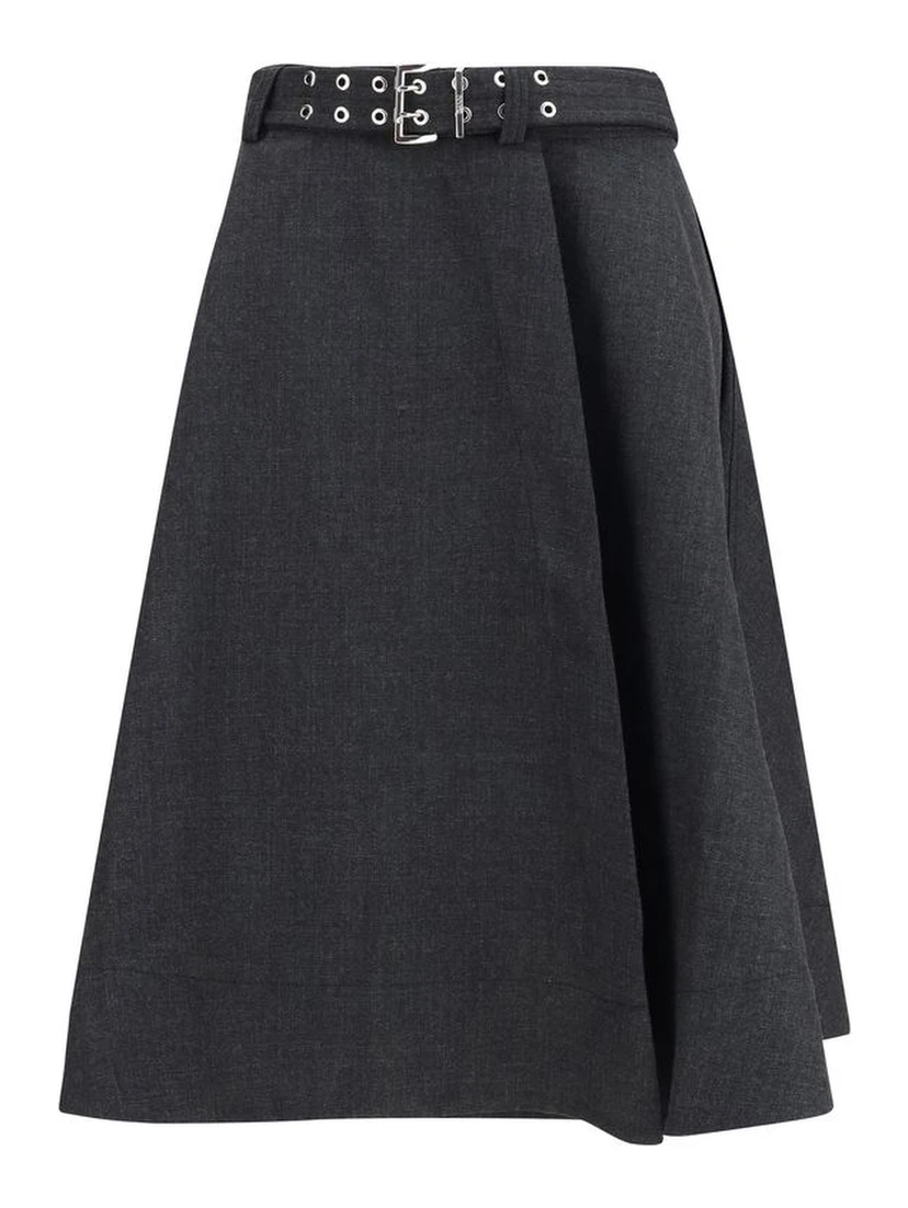 Gray Recycled Polyester Long Skirt