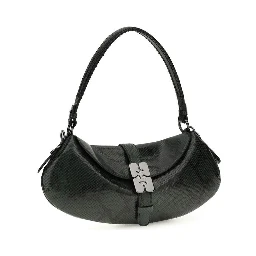 Blue Recycled Leather Shoulder Bag