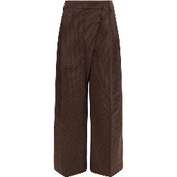 Brown Elastane Casual Pants