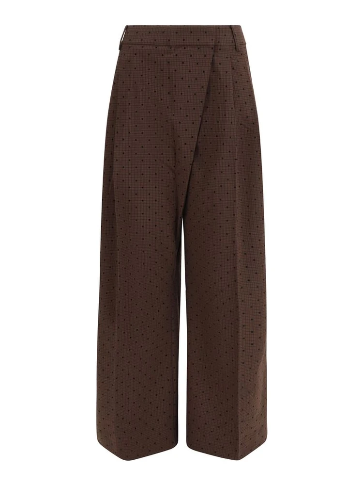 Brown Elastane Casual Pants