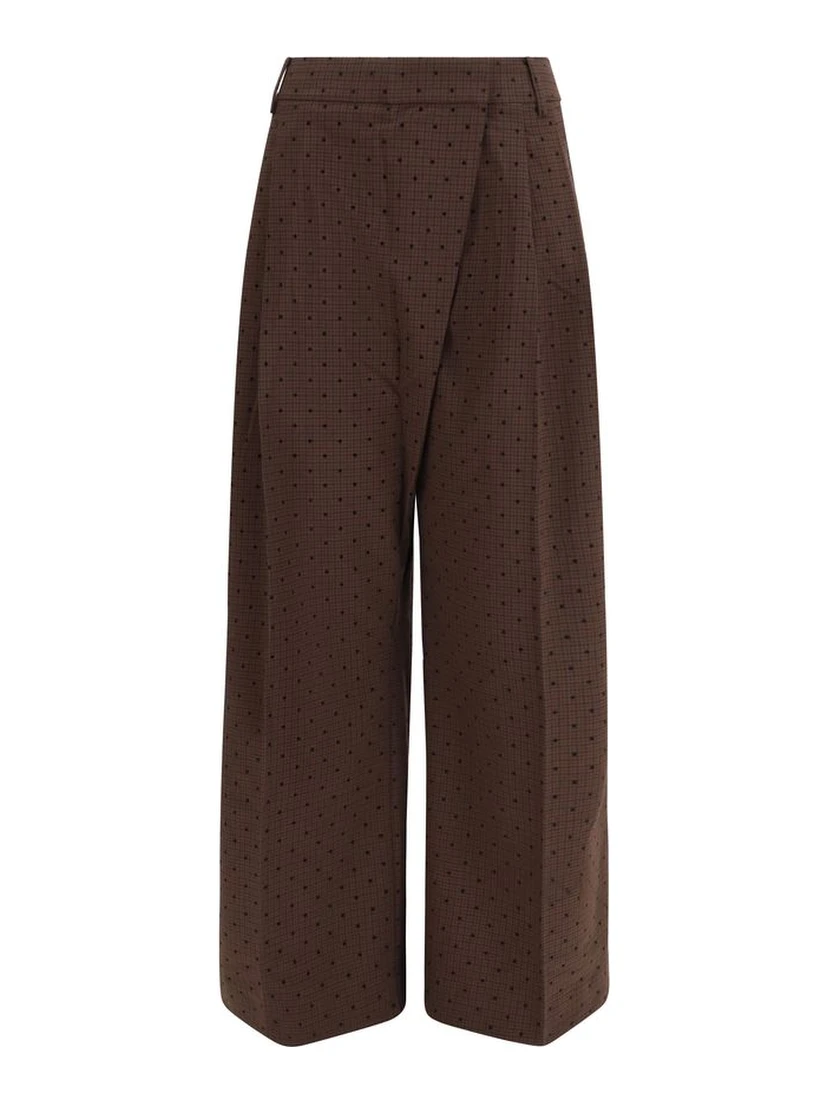 Brown Elastane Casual Pants