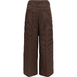 Brown Elastane Casual Pants