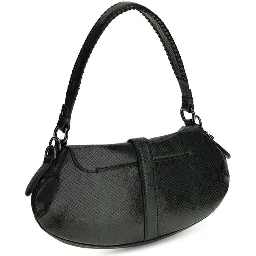 Blue Recycled Leather Shoulder Bag