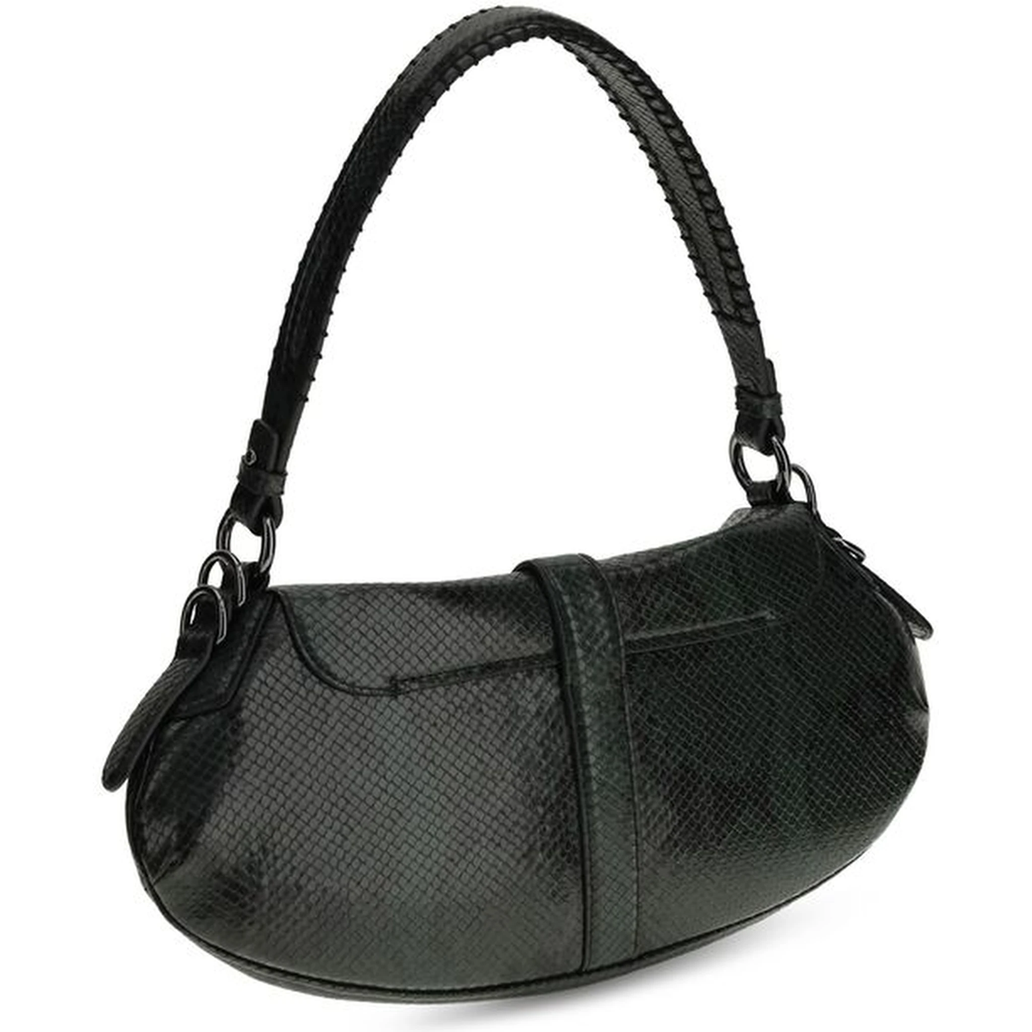 Blue Recycled Leather Shoulder Bag