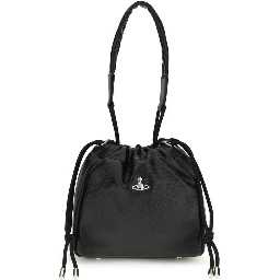 Black Polyurethane Shoulder Bag