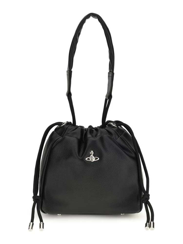 Black Polyurethane Shoulder Bag