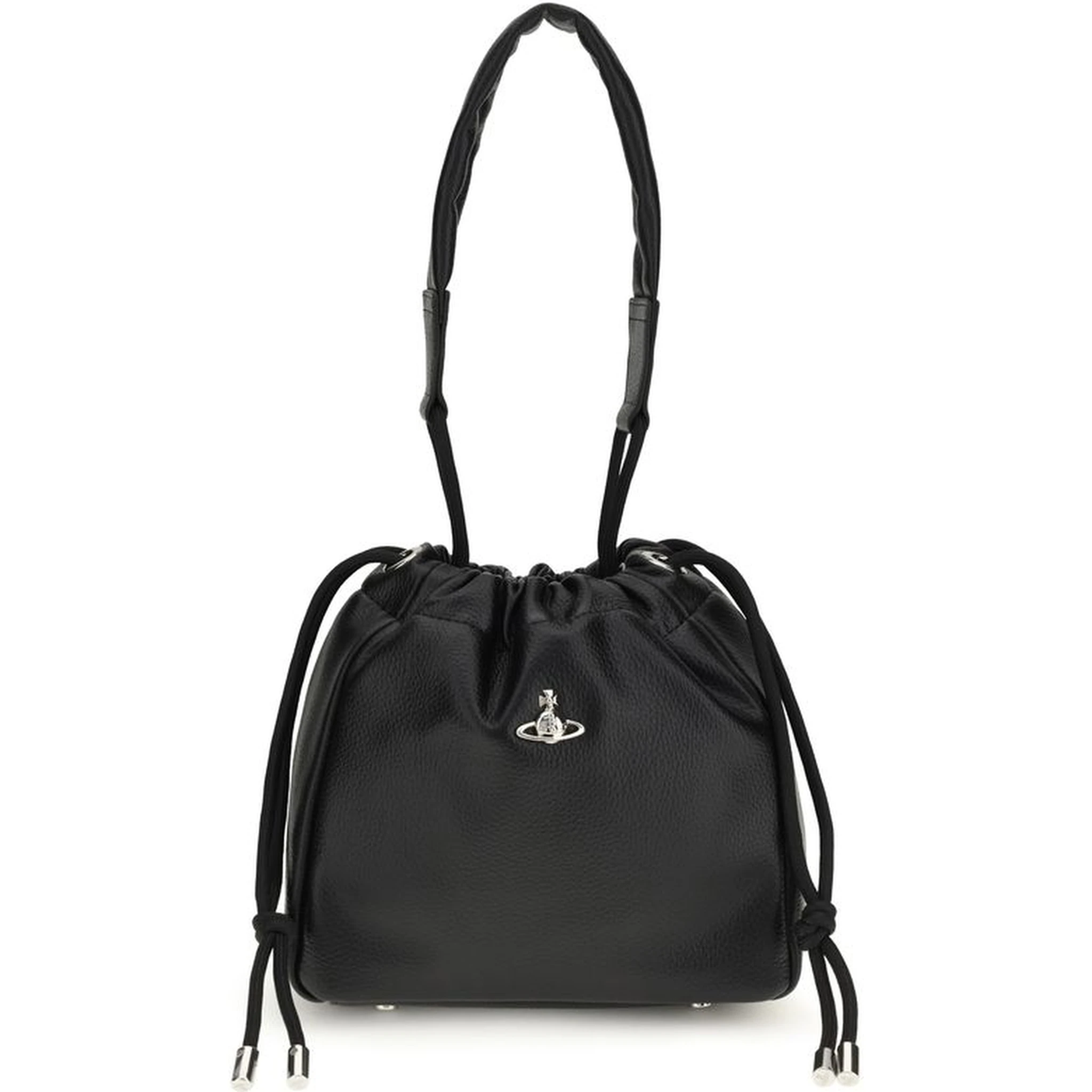 Black Polyurethane Shoulder Bag