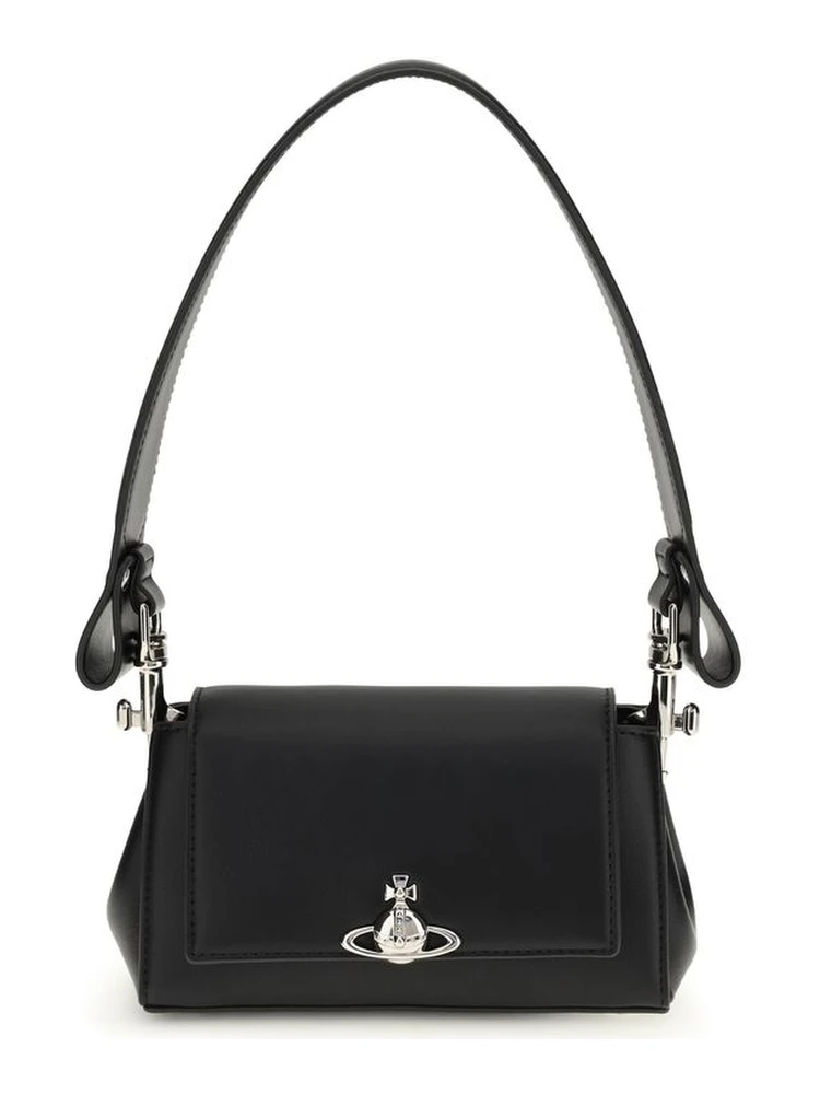 Black Polyurethane Shoulder Bag