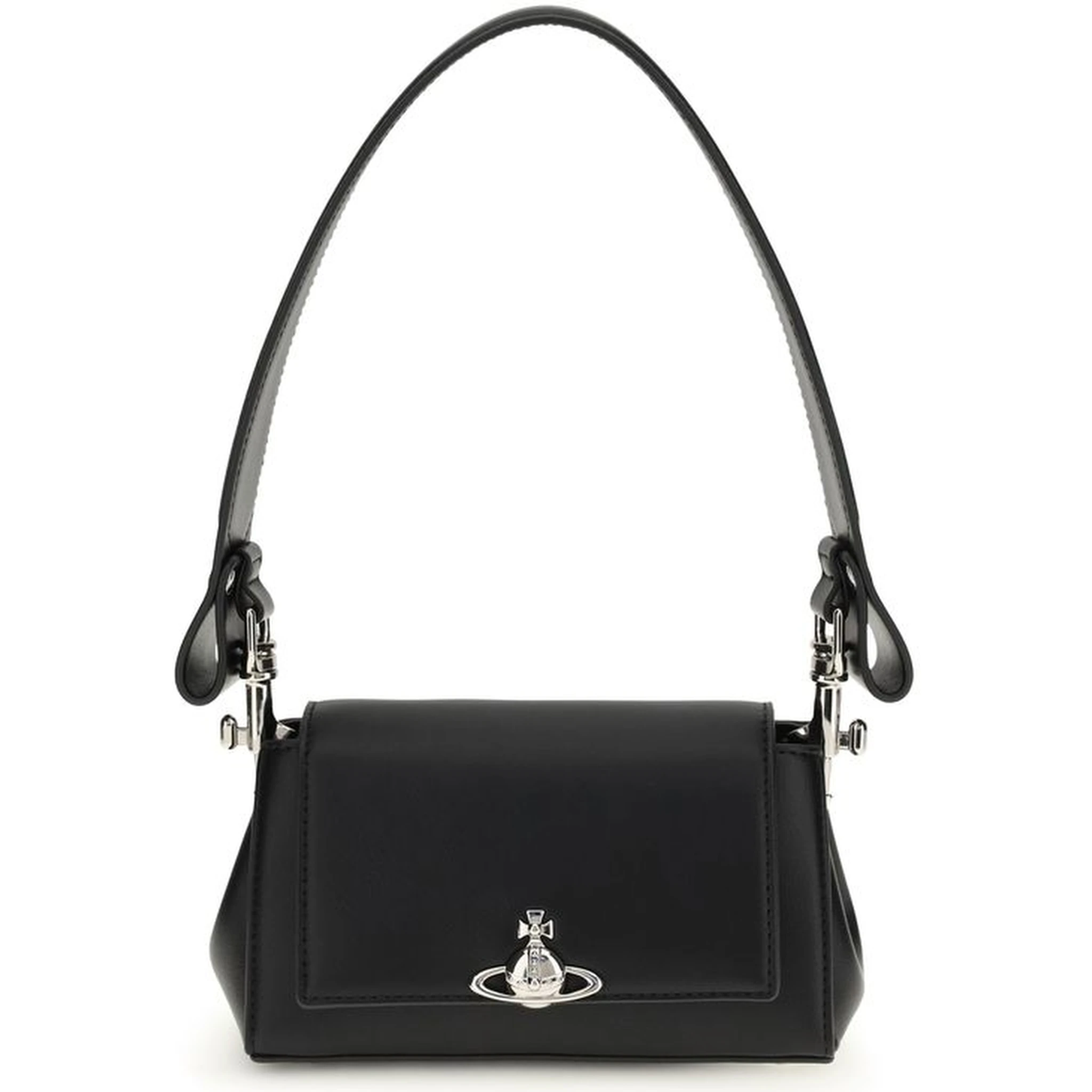 Black Polyurethane Shoulder Bag