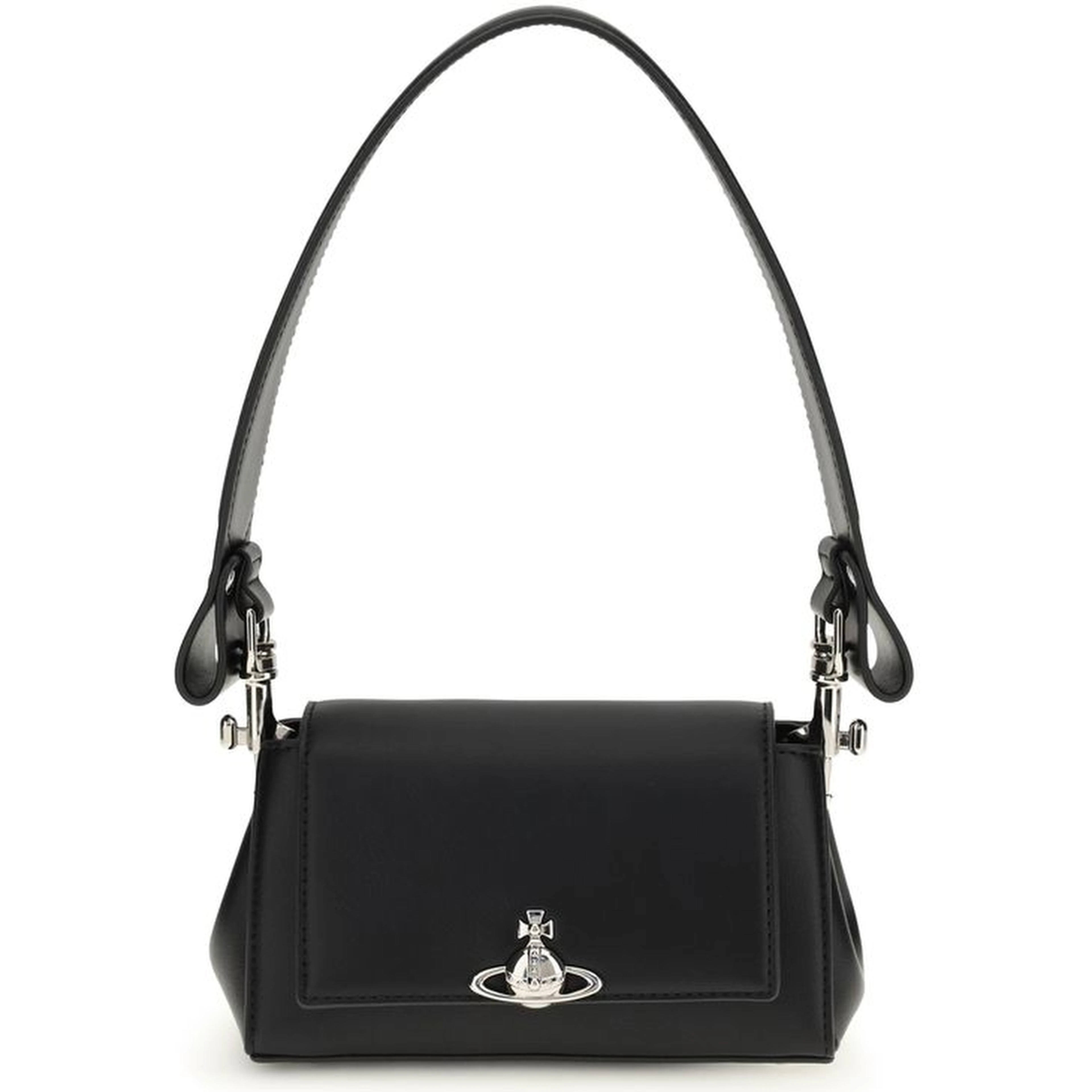 Black Polyurethane Shoulder Bag