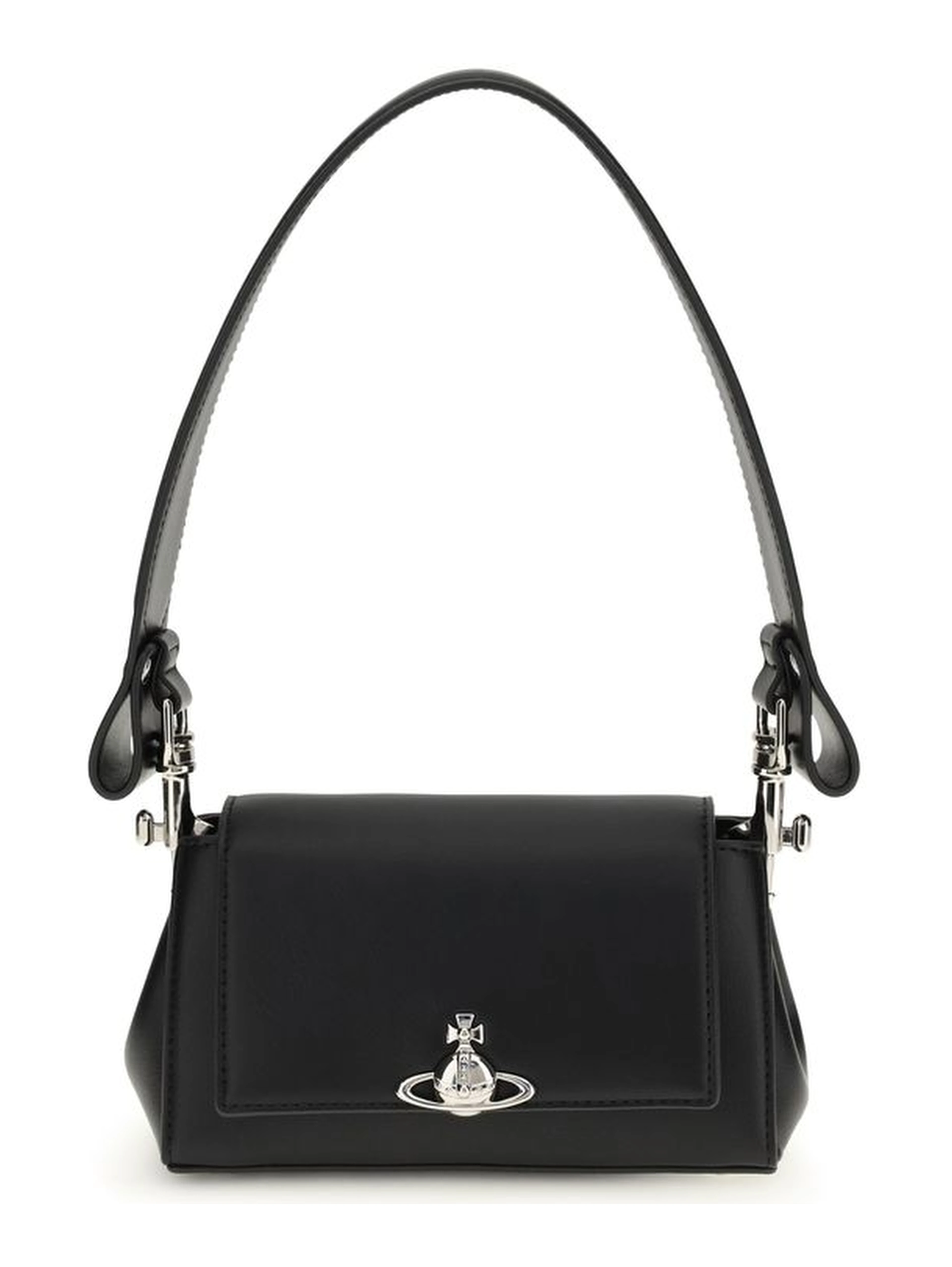 Black Polyurethane Shoulder Bag