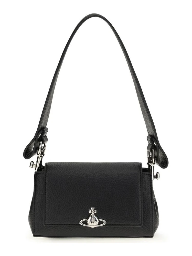 Black Polyurethane Shoulder Bag