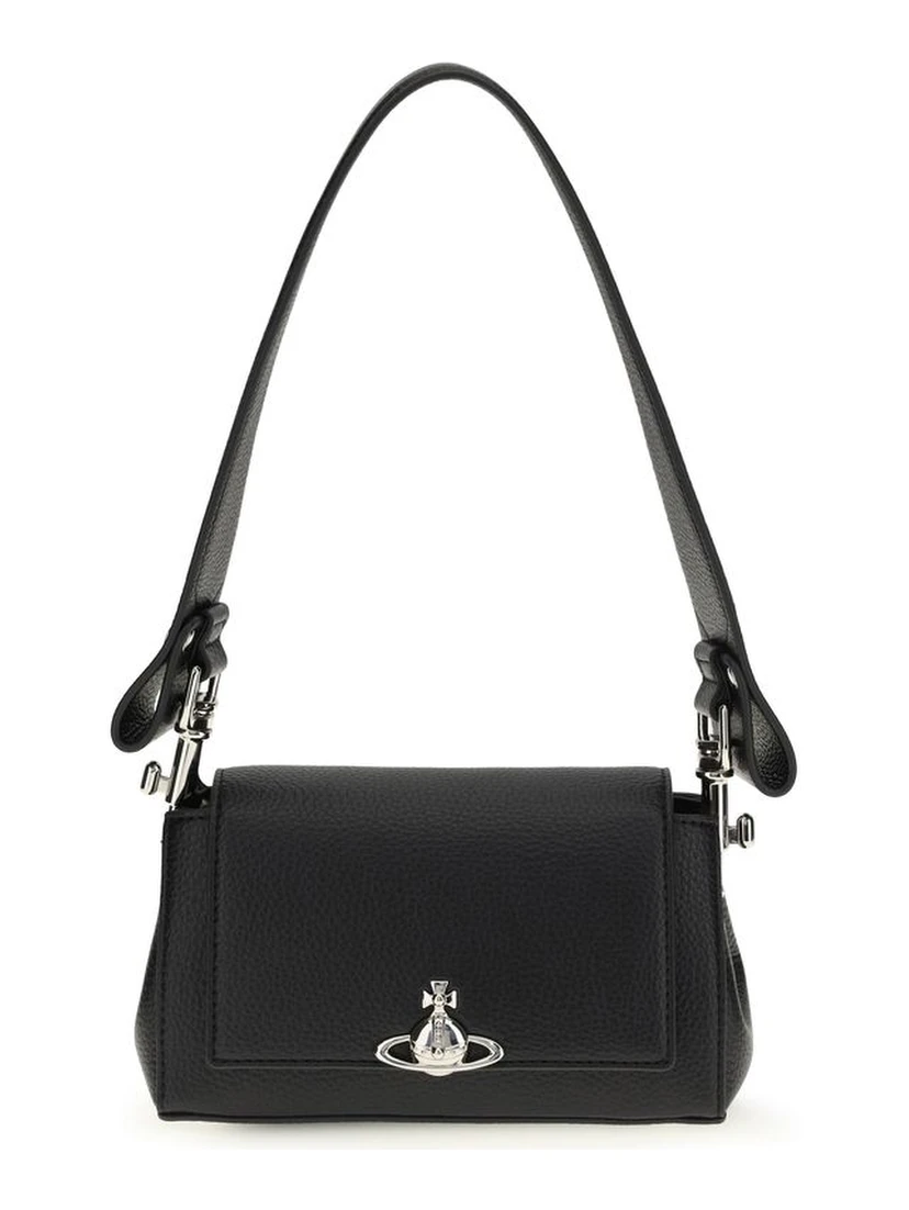 Black Polyurethane Shoulder Bag