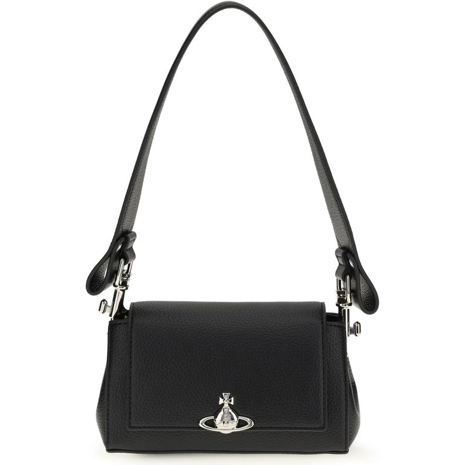 Black Polyurethane Shoulder Bag