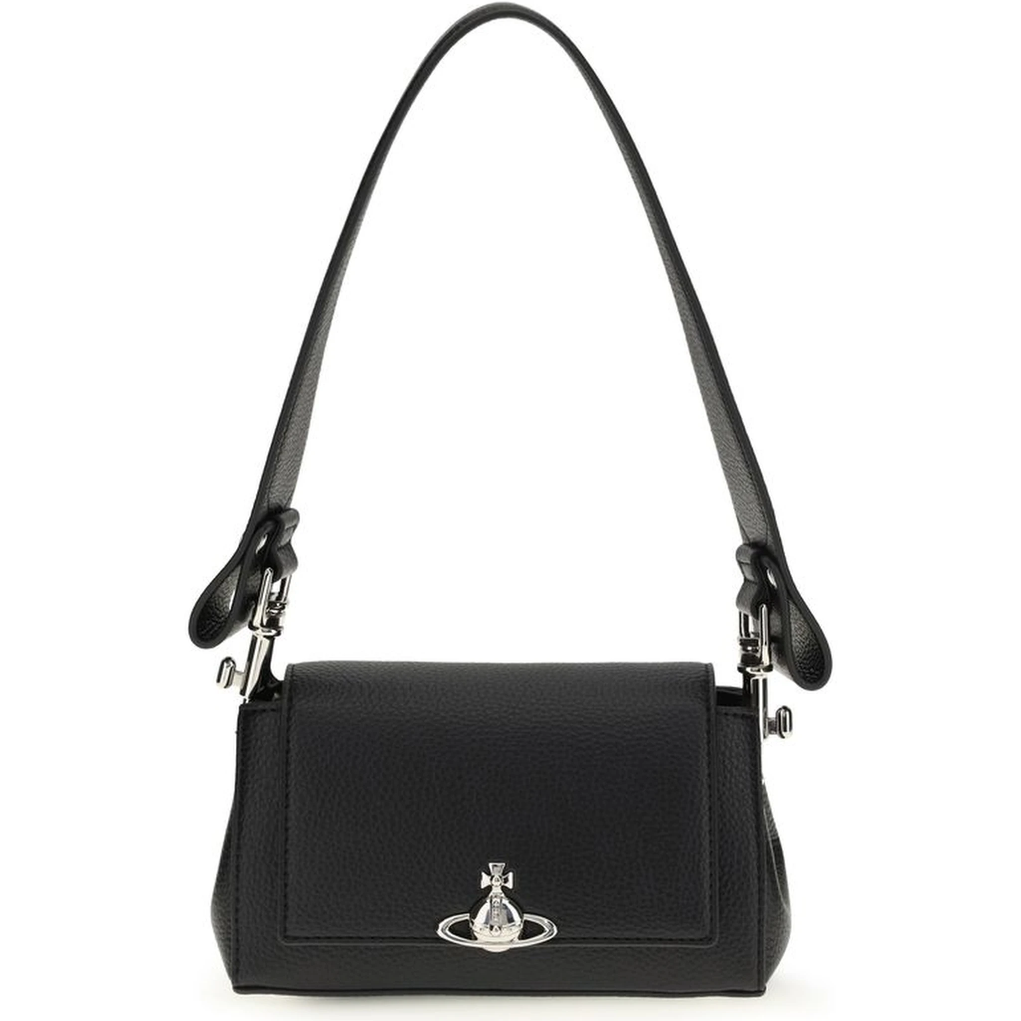 Black Polyurethane Shoulder Bag