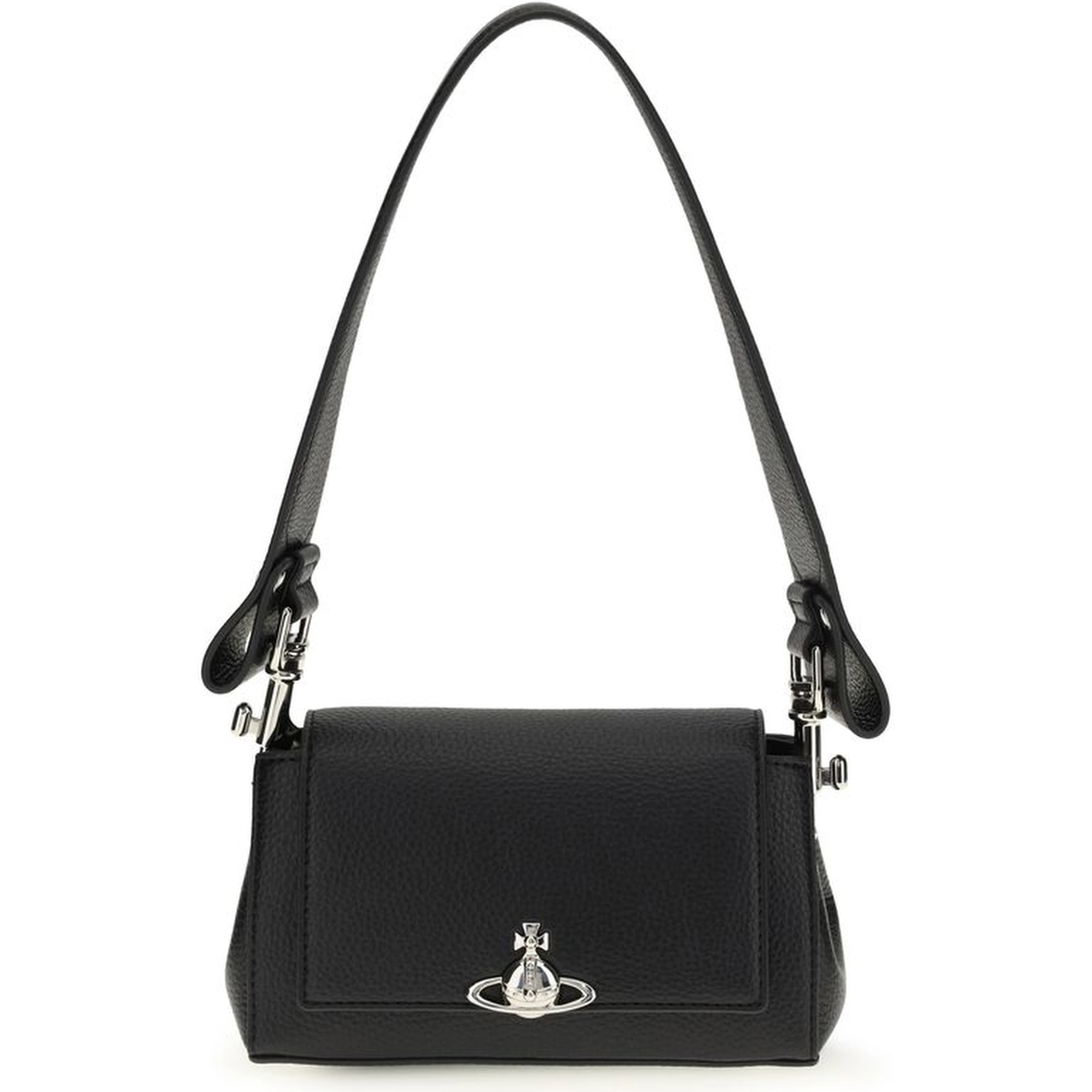 Black Polyurethane Shoulder Bag
