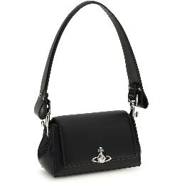 Black Polyurethane Shoulder Bag