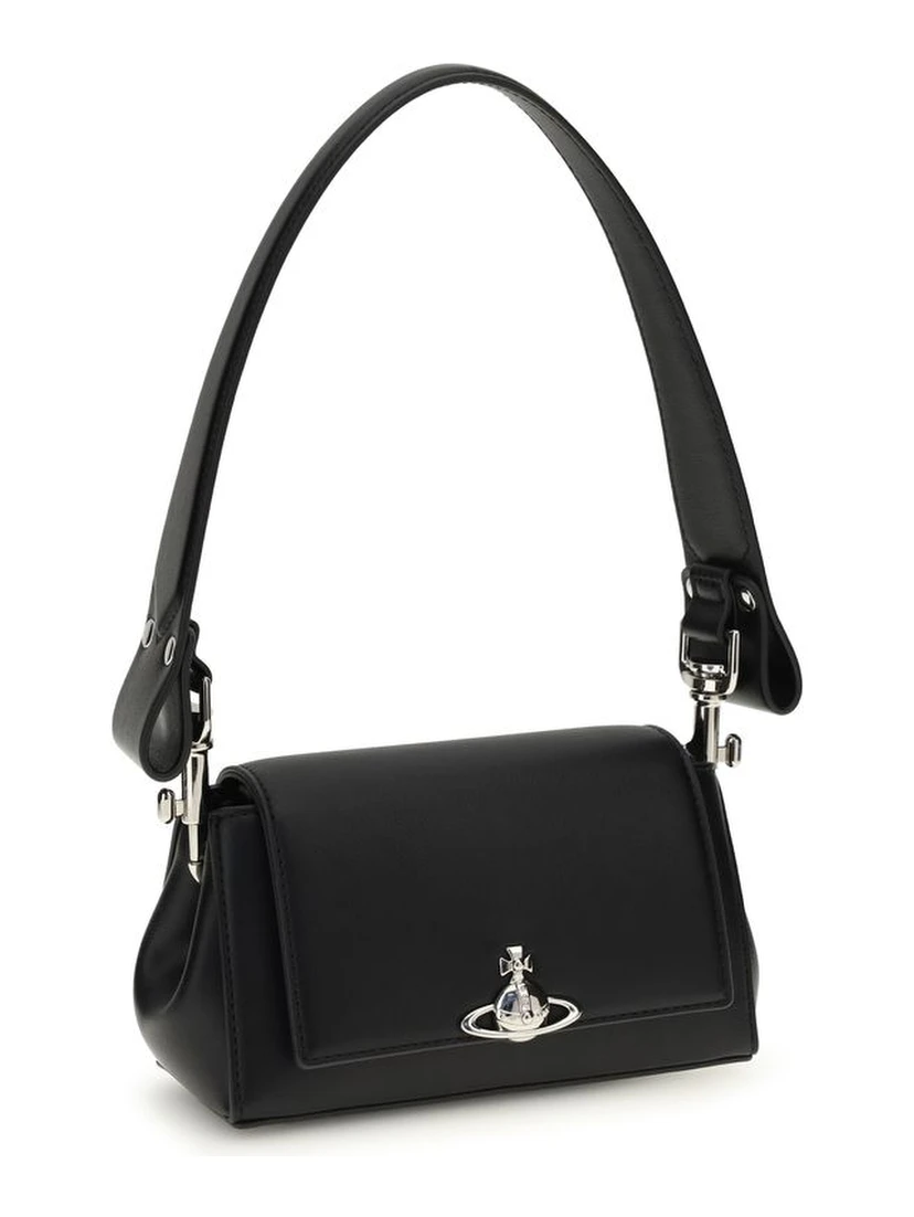 Black Polyurethane Shoulder Bag