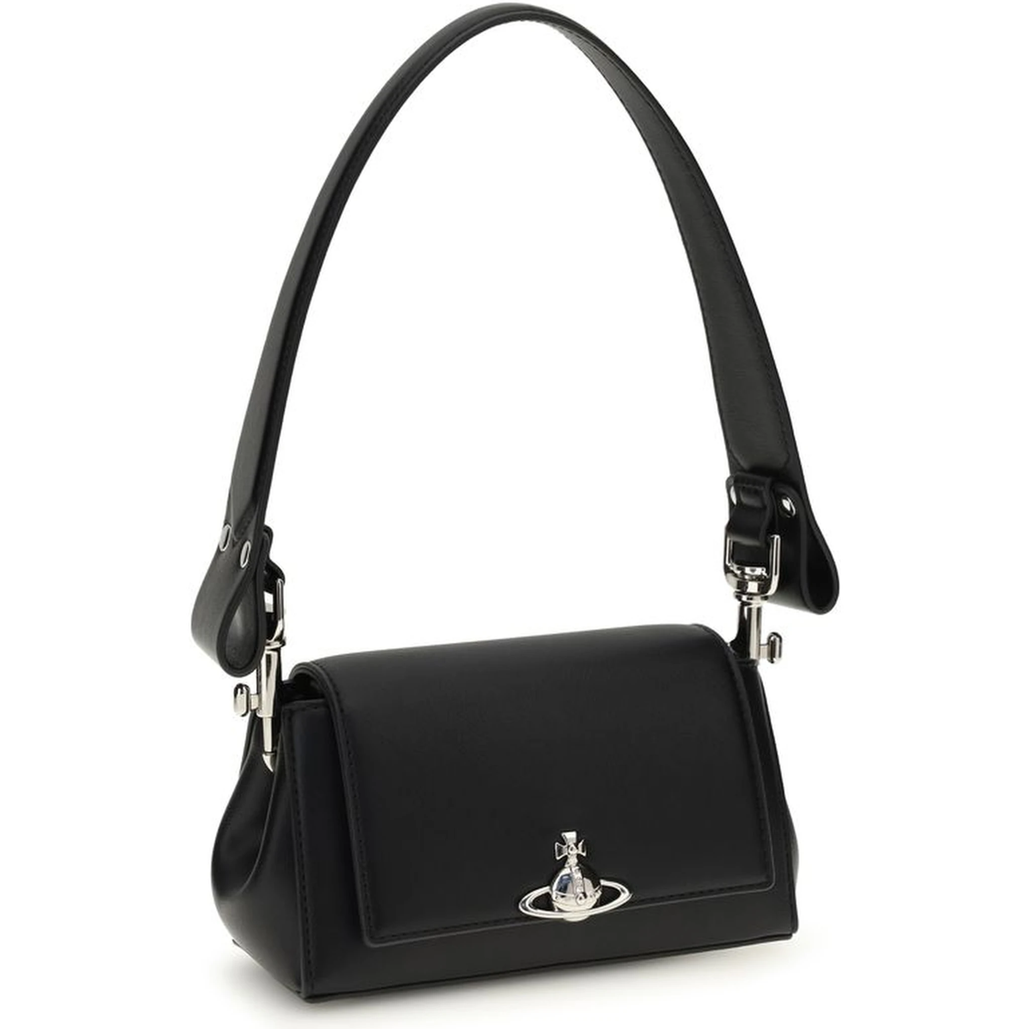 Black Polyurethane Shoulder Bag