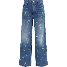 Blue Cotton High-Waisted Jean
