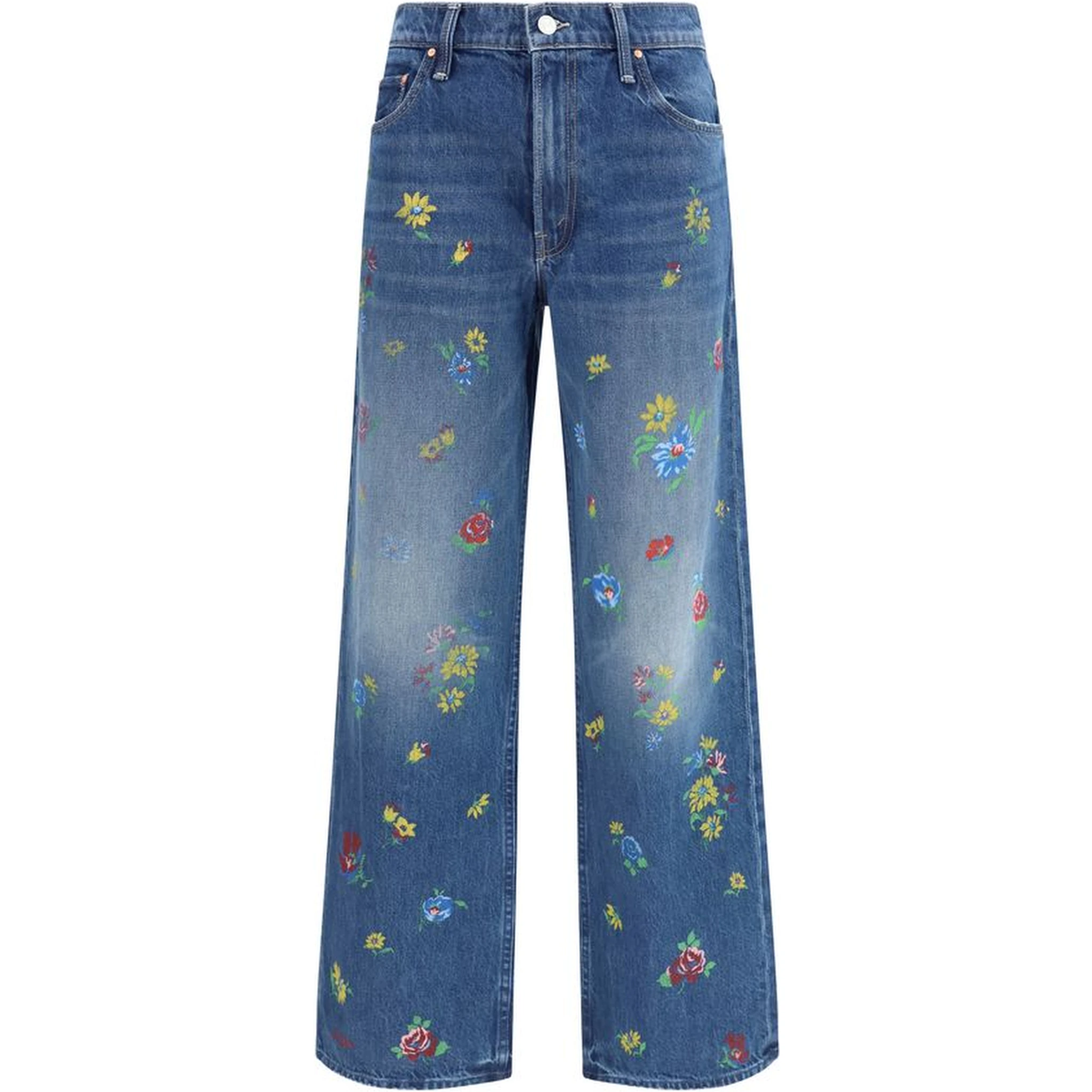 Blue Cotton High-Waisted Jean