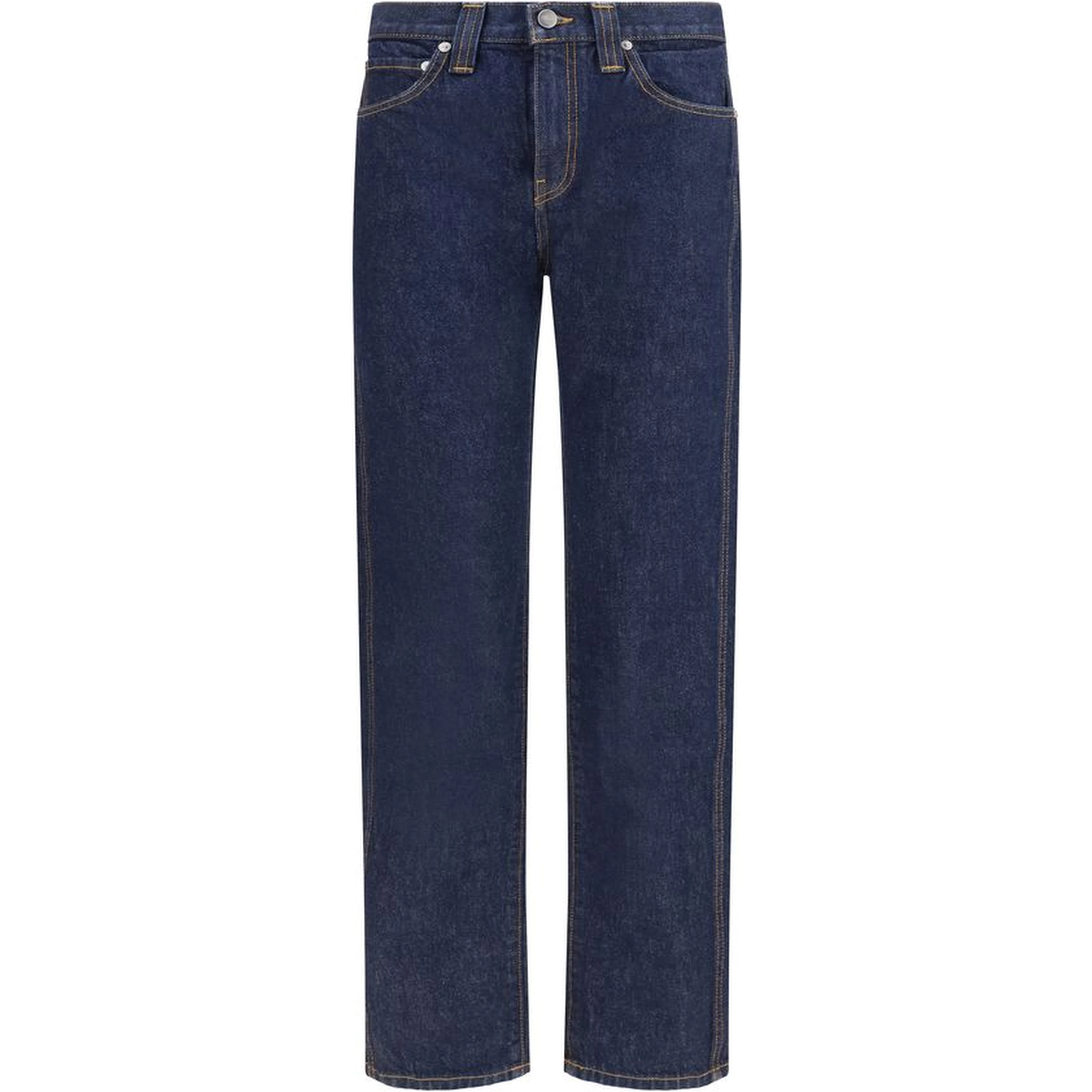 Blue Cotton Straight-Leg Jeans