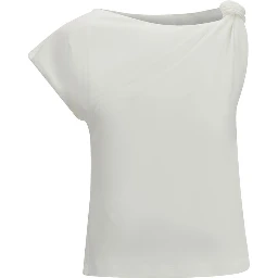 White Cotton Sleeveles T-Shirt