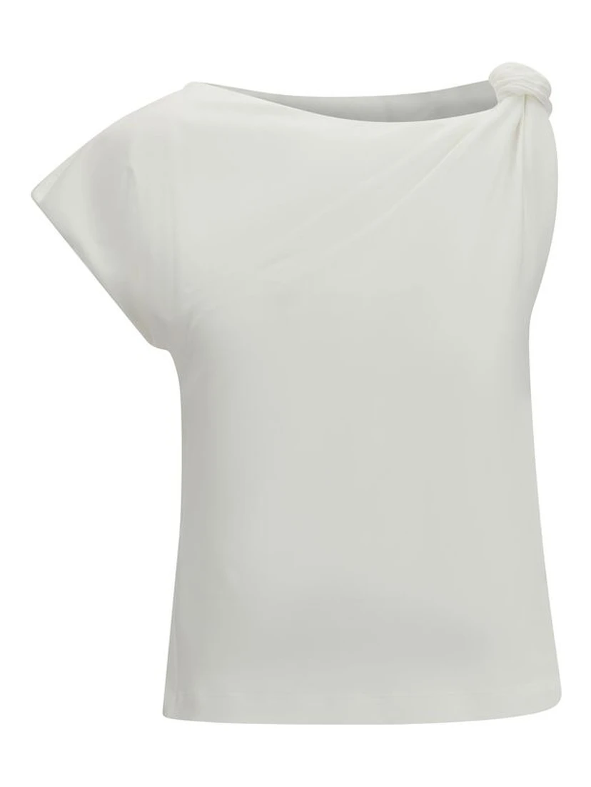 White Cotton Sleeveles T-Shirt