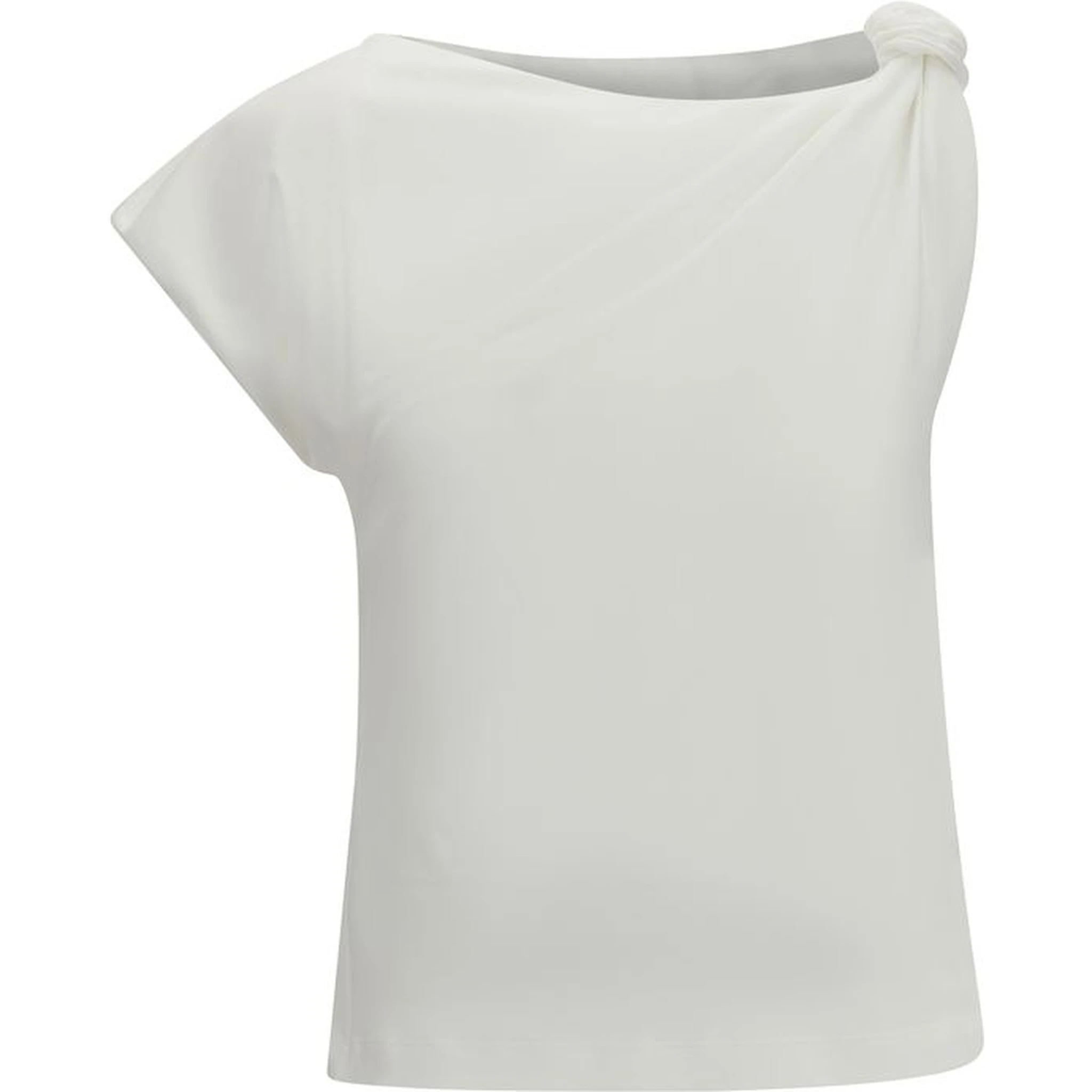 White Cotton Sleeveles T-Shirt