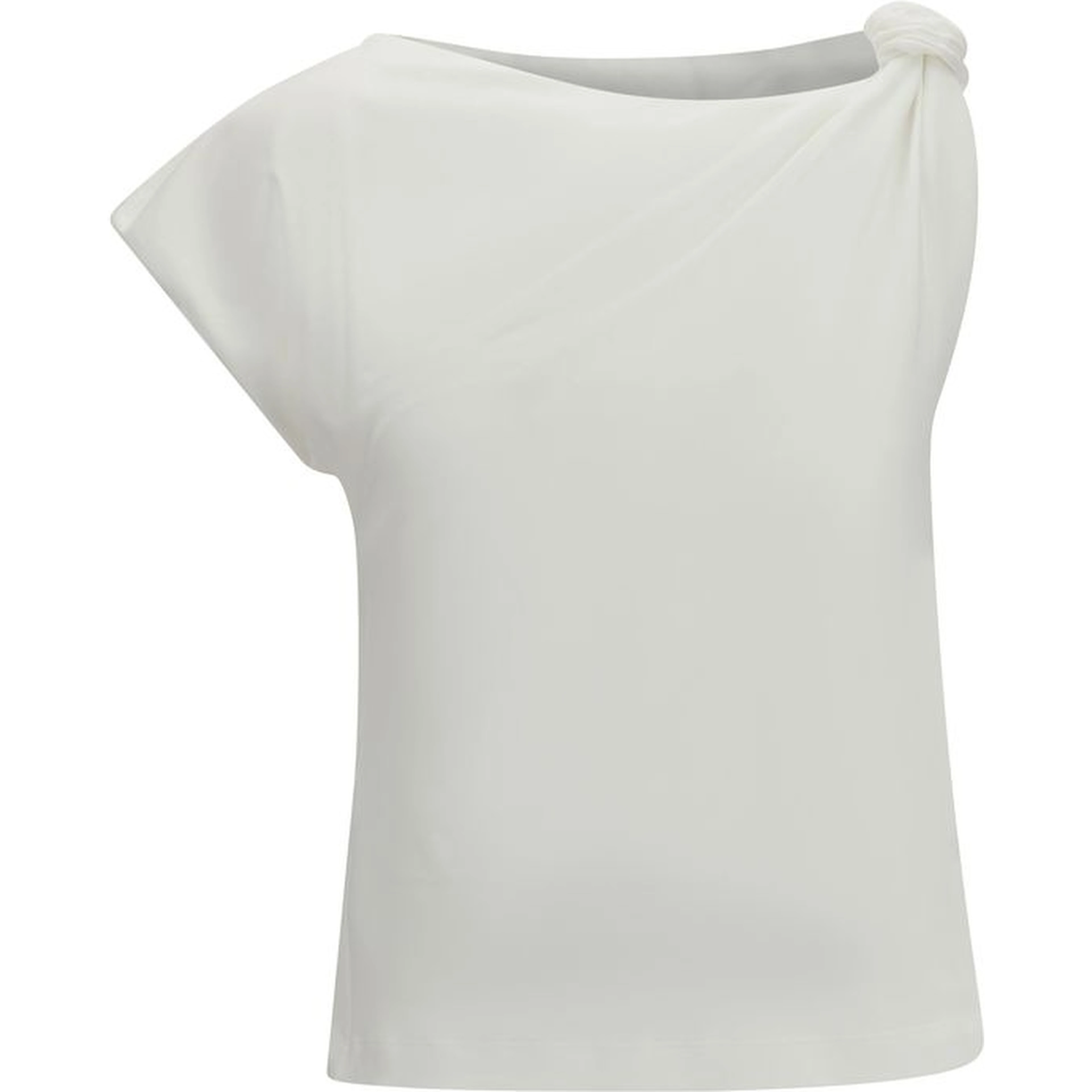 White Cotton Sleeveles T-Shirt