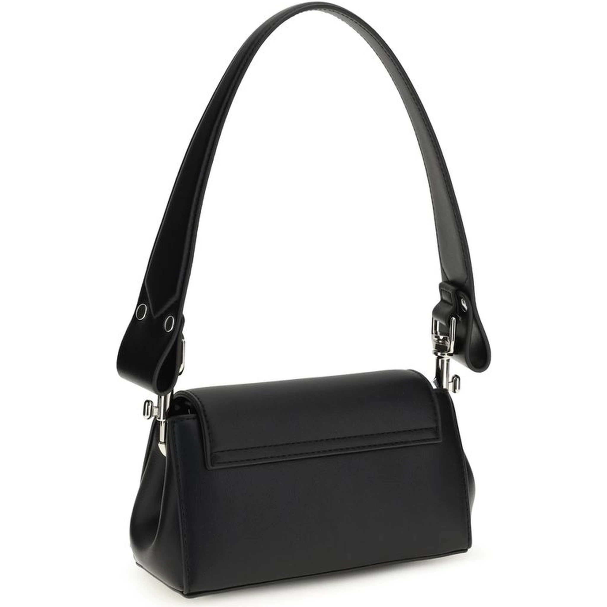 Black Polyurethane Shoulder Bag