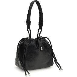 Black Polyurethane Shoulder Bag