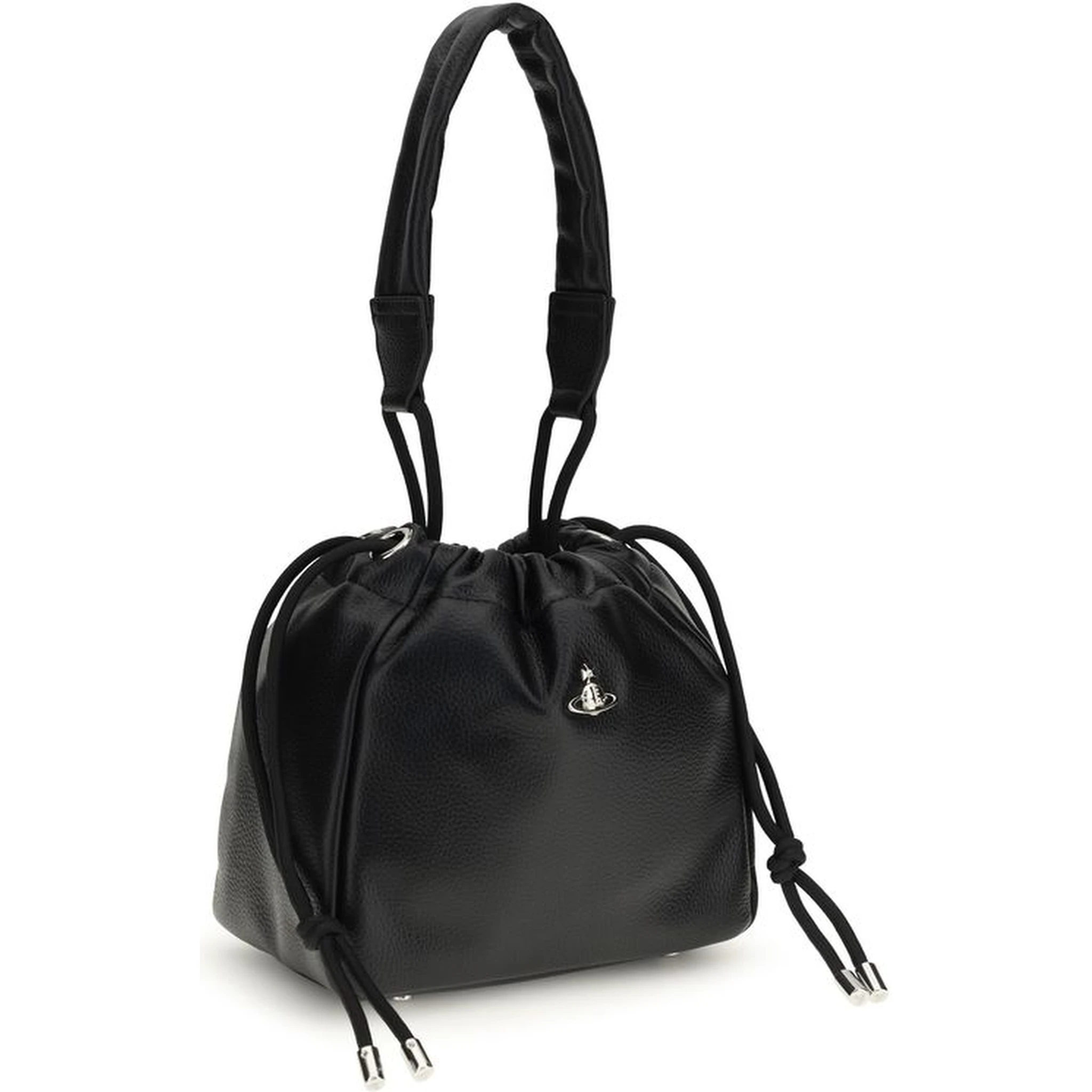 Black Polyurethane Shoulder Bag