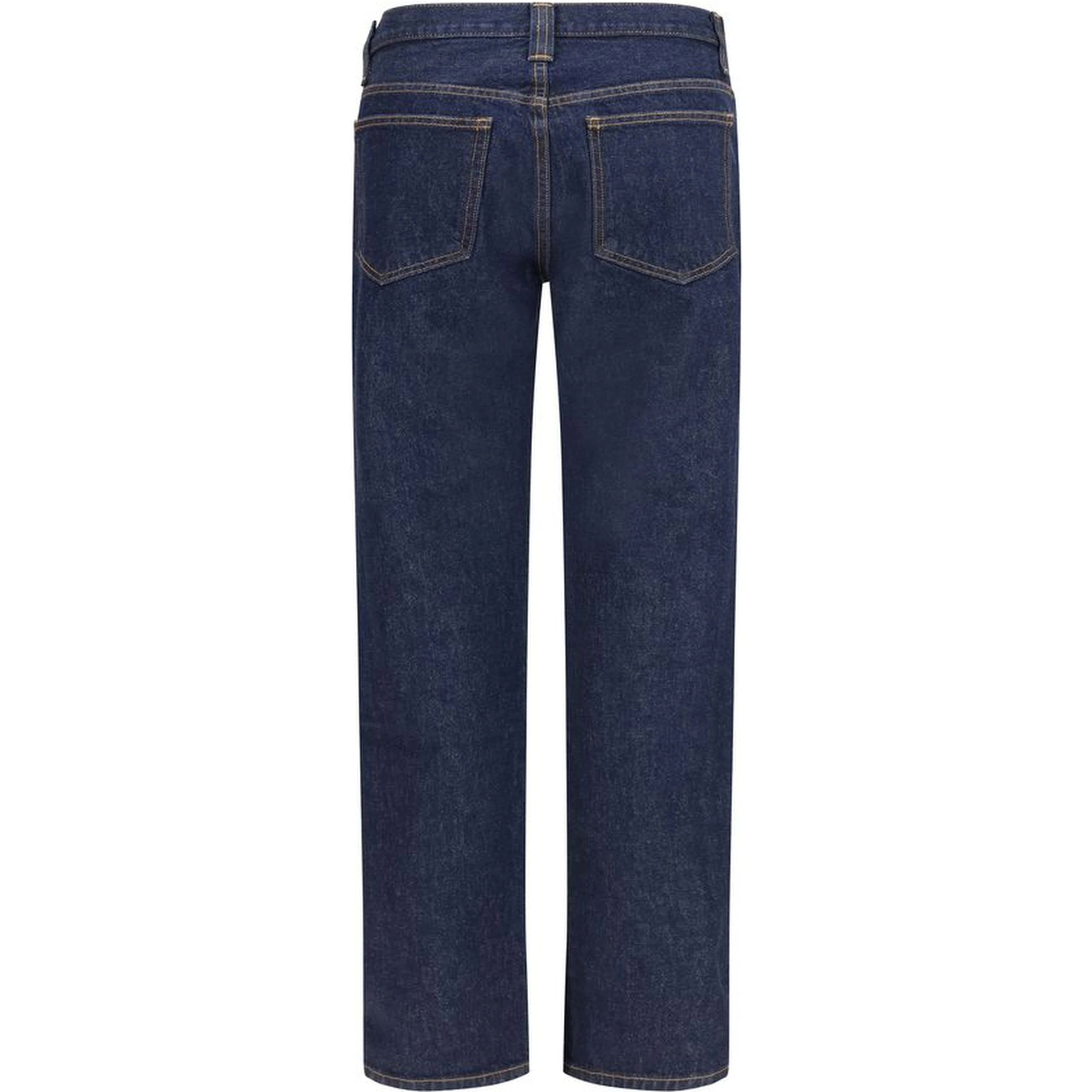 Blue Cotton Straight-Leg Jeans