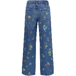 Blue Cotton High-Waisted Jean