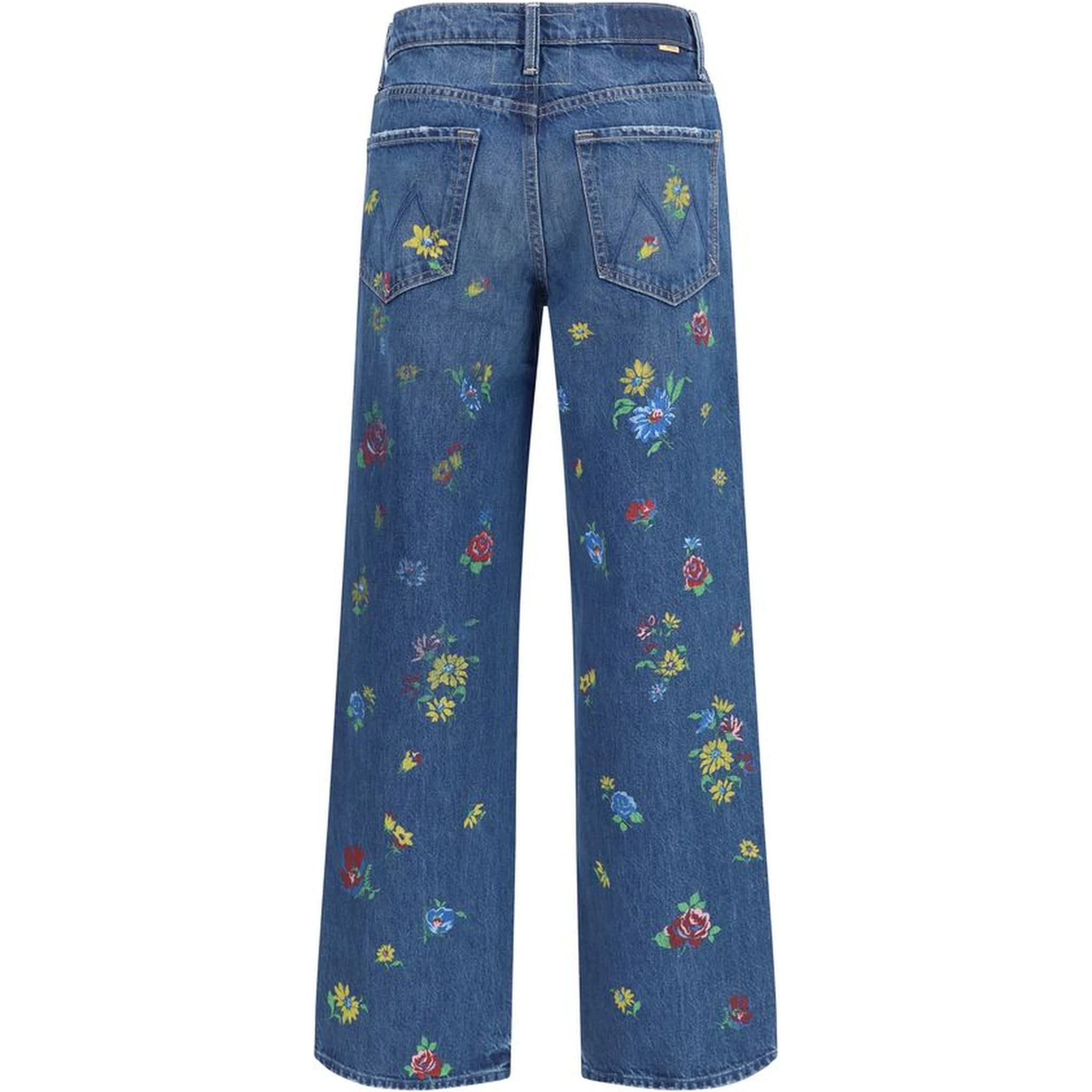 Blue Cotton High-Waisted Jean