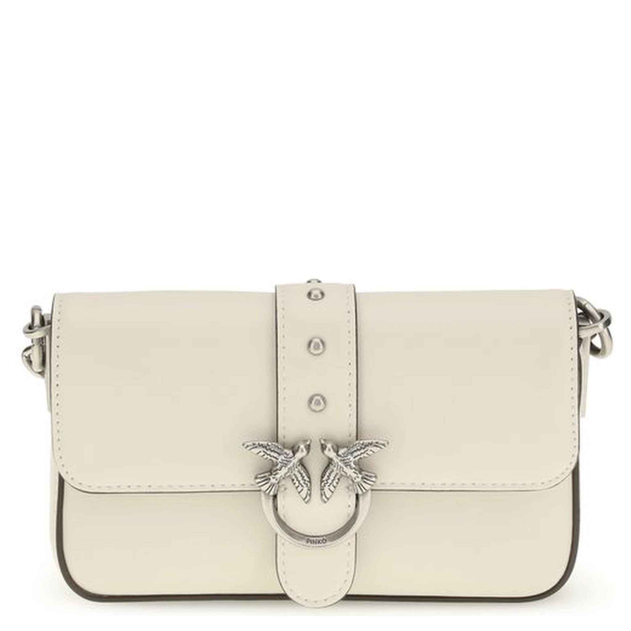 حقيبة كتف بوس توروس من جلد العجل الأبيض