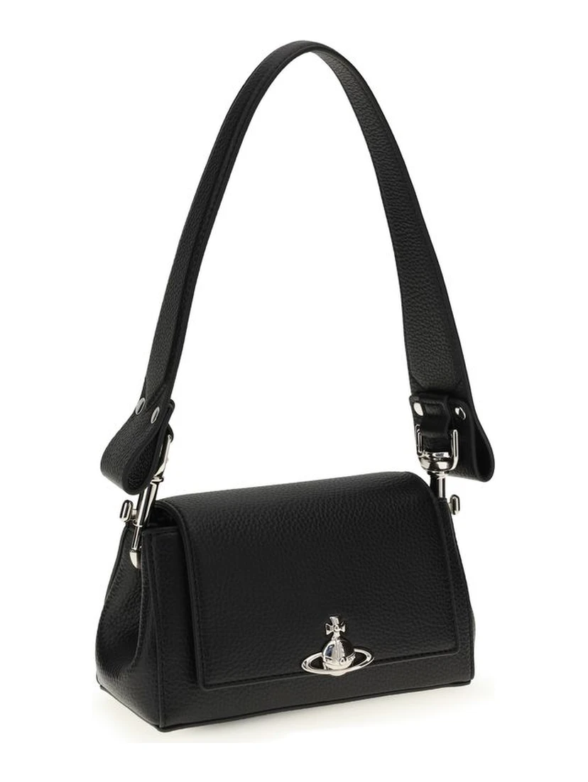 Black Polyurethane Shoulder Bag