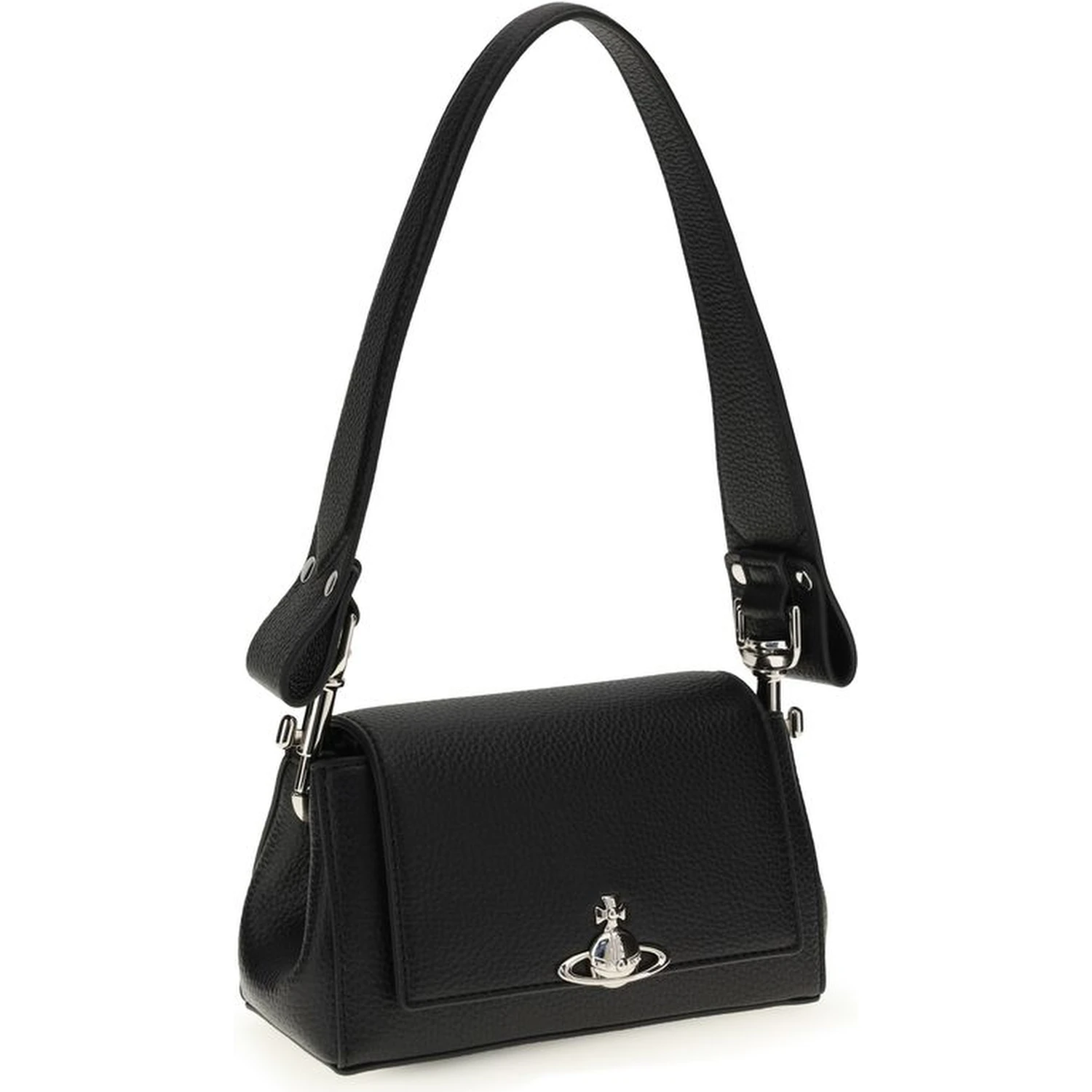 Black Polyurethane Shoulder Bag