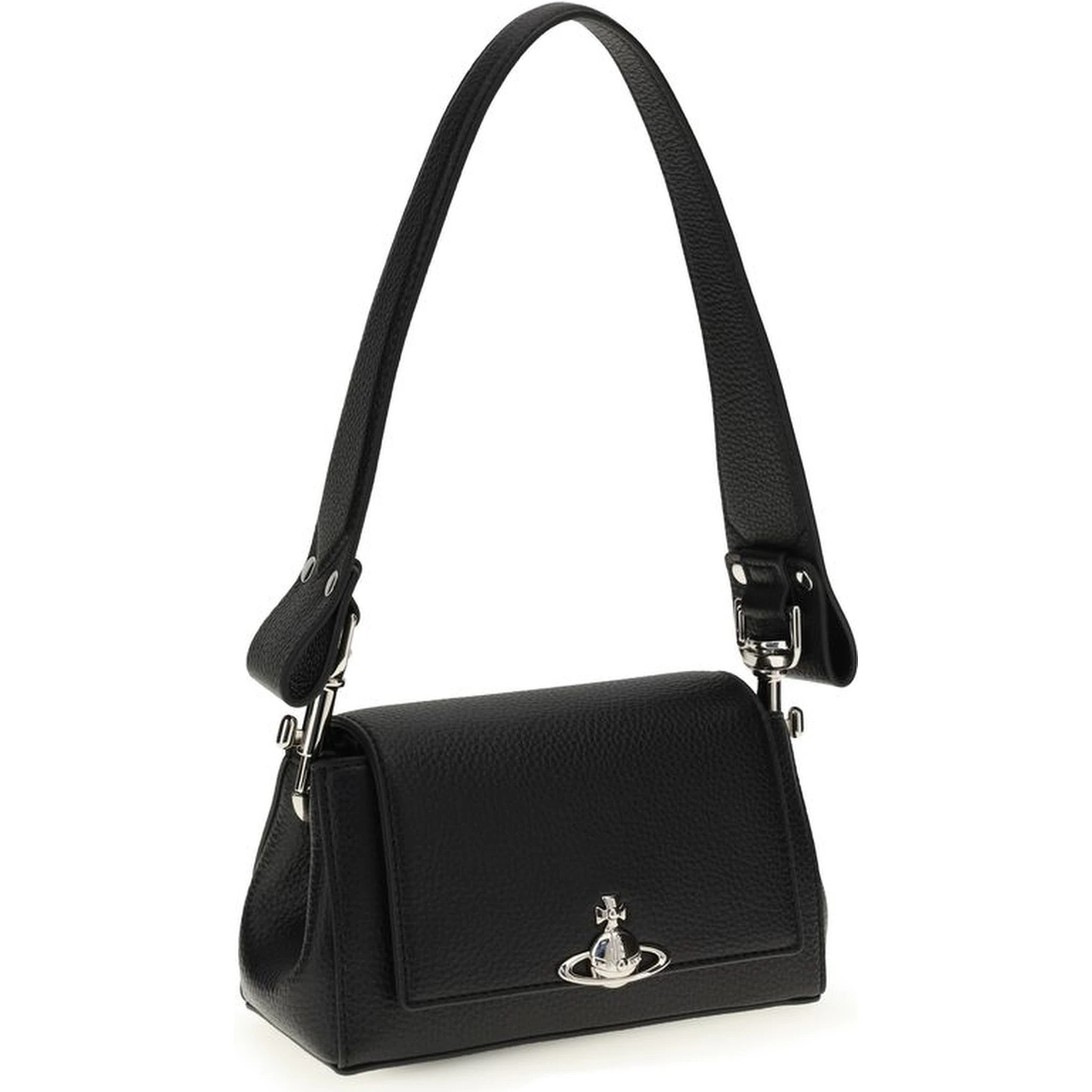 Black Polyurethane Shoulder Bag