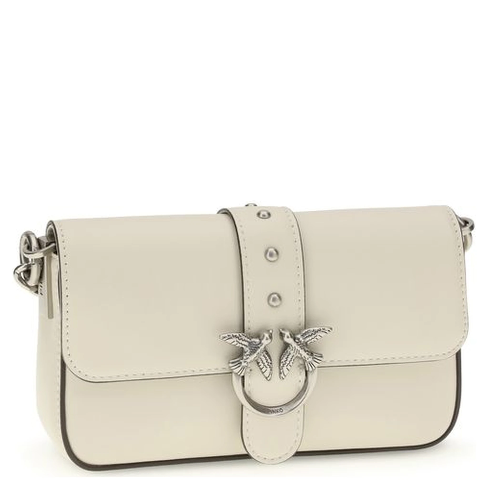 حقيبة كتف بوس توروس من جلد العجل الأبيض